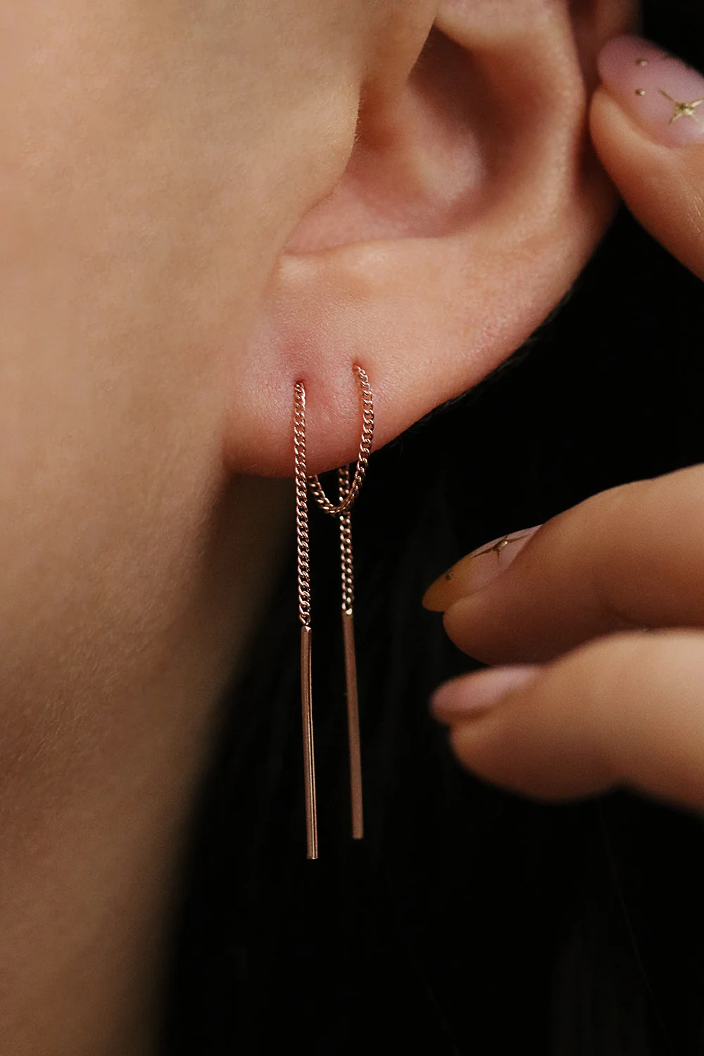 Drop stick short threader earrings - Image 9